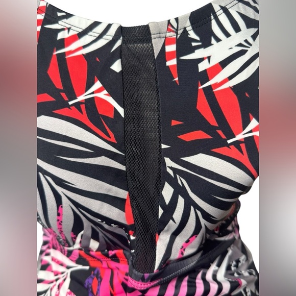 Swim 365 Women's Plus Size Longer-Length Tankini Top - 26 Multi Texture Palm - Picture 6 of 14